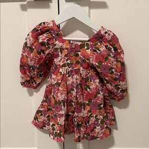 Cheeky Plum Pink Multi Floral Puff-Sleeve Peasant Dress 6-12 Months